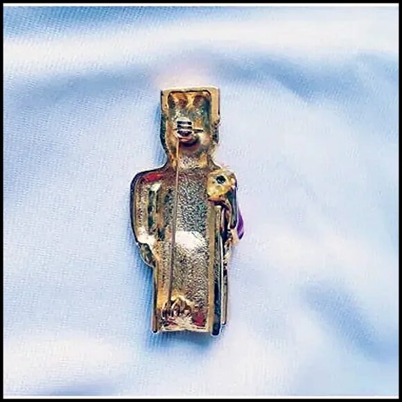 Toy Soldier Holiday Brooch Christmas Figural Pin with Rhinestones - 80s Vintage - Picture 4 of 11
